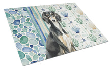 Load image into Gallery viewer, Black and Tan Saluki Coastal Sea Glass Glass Cutting Board