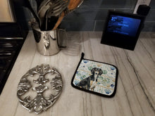 Load image into Gallery viewer, Black and Tan Saluki Coastal Sea Glass Pair of Pot Holders