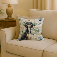 Load image into Gallery viewer, Black and Tan Saluki Coastal Sea Glass Throw Pillow
