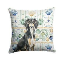 Load image into Gallery viewer, Black and Tan Saluki Coastal Sea Glass Throw Pillow