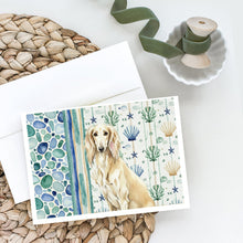 Load image into Gallery viewer, Cream Saluki Coastal Sea Glass Greeting Cards Pack of 8