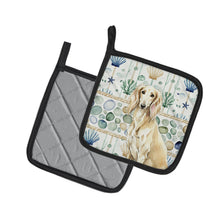 Load image into Gallery viewer, Cream Saluki Coastal Sea Glass Pair of Pot Holders