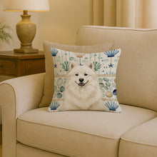 Load image into Gallery viewer, Cream Samoyed Coastal Sea Glass Throw Pillow