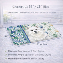 Load image into Gallery viewer, White Samoyed Coastal Sea Glass Dish Drying Mat