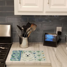 Load image into Gallery viewer, White Samoyed Coastal Sea Glass Glass Cutting Board