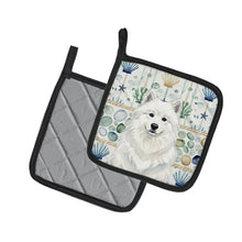 Load image into Gallery viewer, White Samoyed Coastal Sea Glass Pair of Pot Holders