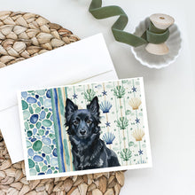 Load image into Gallery viewer, Schipperke Coastal Sea Glass Greeting Cards Pack of 8