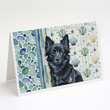 Load image into Gallery viewer, Schipperke Coastal Sea Glass Greeting Cards Pack of 8