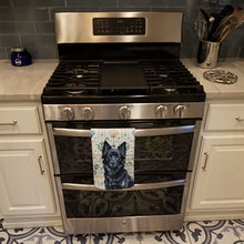 Load image into Gallery viewer, Schipperke Coastal Sea Glass Kitchen Towel