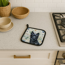 Load image into Gallery viewer, Schipperke Coastal Sea Glass Pair of Pot Holders