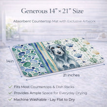 Load image into Gallery viewer, Blue-Gray Scottish Deerhound Coastal Sea Glass Dish Drying Mat