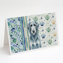 Load image into Gallery viewer, Blue-Gray Scottish Deerhound Coastal Sea Glass Greeting Cards Pack of 8