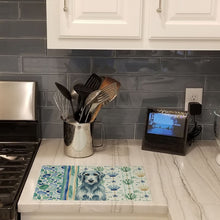 Load image into Gallery viewer, Blue-Gray Scottish Deerhound Coastal Sea Glass Glass Cutting Board