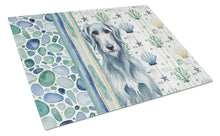 Load image into Gallery viewer, Blue-Gray Scottish Deerhound Coastal Sea Glass Glass Cutting Board