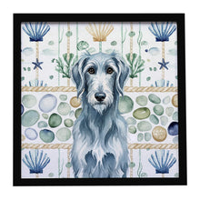 Load image into Gallery viewer, Blue-Gray Scottish Deerhound Coastal Sea Glass Framed Metal Print