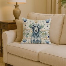 Load image into Gallery viewer, Blue-Gray Scottish Deerhound Coastal Sea Glass Throw Pillow