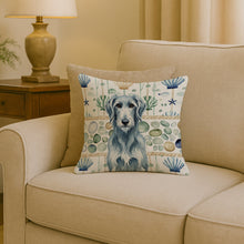 Load image into Gallery viewer, Blue-Gray Scottish Deerhound Coastal Sea Glass Throw Pillow