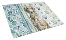 Load image into Gallery viewer, Brindle Scottish Deerhound Coastal Sea Glass Glass Cutting Board