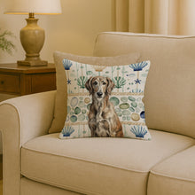 Load image into Gallery viewer, Brindle Scottish Deerhound Coastal Sea Glass Throw Pillow