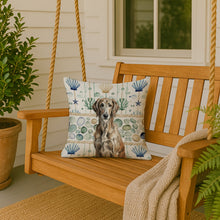 Load image into Gallery viewer, Brindle Scottish Deerhound Coastal Sea Glass Throw Pillow