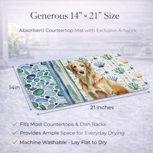 Load image into Gallery viewer, Wheaten Scottish Deerhound Coastal Sea Glass Dish Drying Mat