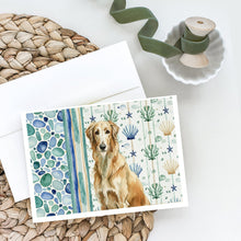 Load image into Gallery viewer, Wheaten Scottish Deerhound Coastal Sea Glass Greeting Cards Pack of 8