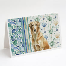 Load image into Gallery viewer, Wheaten Scottish Deerhound Coastal Sea Glass Greeting Cards Pack of 8