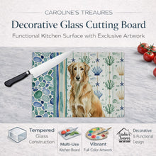 Load image into Gallery viewer, Wheaten Scottish Deerhound Coastal Sea Glass Glass Cutting Board