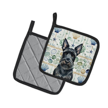 Load image into Gallery viewer, Scottish Terrier Coastal Sea Glass Pair of Pot Holders