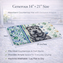 Load image into Gallery viewer, Black Shar Pei Coastal Sea Glass Dish Drying Mat