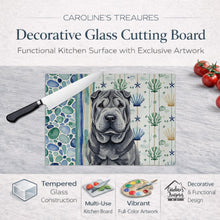 Load image into Gallery viewer, Black Shar Pei Coastal Sea Glass Glass Cutting Board
