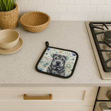 Load image into Gallery viewer, Black Shar Pei Coastal Sea Glass Pair of Pot Holders