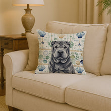 Load image into Gallery viewer, Black Shar Pei Coastal Sea Glass Throw Pillow