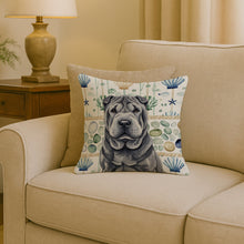 Load image into Gallery viewer, Black Shar Pei Coastal Sea Glass Throw Pillow