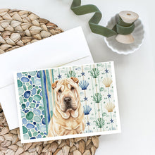 Load image into Gallery viewer, Shar Pei Coastal Sea Glass Greeting Cards Pack of 8