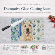 Load image into Gallery viewer, Shar Pei Coastal Sea Glass Glass Cutting Board