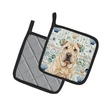 Load image into Gallery viewer, Shar Pei Coastal Sea Glass Pair of Pot Holders