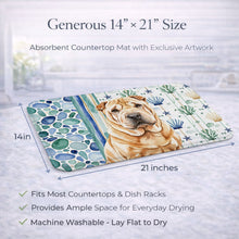 Load image into Gallery viewer, Red Shar Pei Coastal Sea Glass Dish Drying Mat