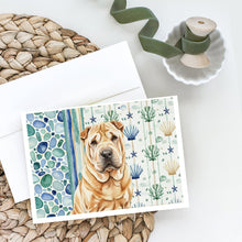 Load image into Gallery viewer, Red Shar Pei Coastal Sea Glass Greeting Cards Pack of 8