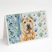 Load image into Gallery viewer, Red Shar Pei Coastal Sea Glass Greeting Cards Pack of 8