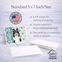 Load image into Gallery viewer, Tricolor Sheltie Coastal Sea Glass Greeting Cards Pack of 8