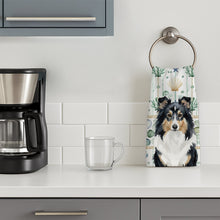 Load image into Gallery viewer, Tricolor Sheltie Coastal Sea Glass Kitchen Towel