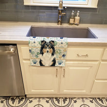 Load image into Gallery viewer, Tricolor Sheltie Coastal Sea Glass Kitchen Towel