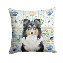 Load image into Gallery viewer, Tricolor Sheltie Coastal Sea Glass Throw Pillow