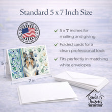 Load image into Gallery viewer, Blue Merle Sheltie Coastal Sea Glass Greeting Cards Pack of 8