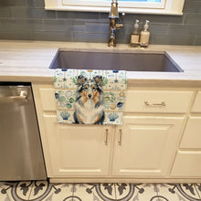 Load image into Gallery viewer, Blue Merle Sheltie Coastal Sea Glass Kitchen Towel
