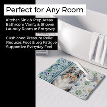 Load image into Gallery viewer, Blue Merle Sheltie Coastal Sea Glass Memory Foam Kitchen Mat
