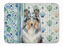 Load image into Gallery viewer, Blue Merle Sheltie Coastal Sea Glass Memory Foam Kitchen Mat