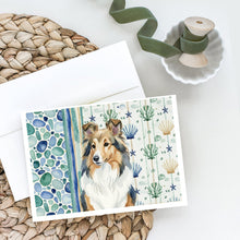 Load image into Gallery viewer, Sable Sheltie Coastal Sea Glass Greeting Cards Pack of 8