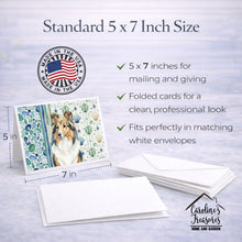 Load image into Gallery viewer, Sable Sheltie Coastal Sea Glass Greeting Cards Pack of 8